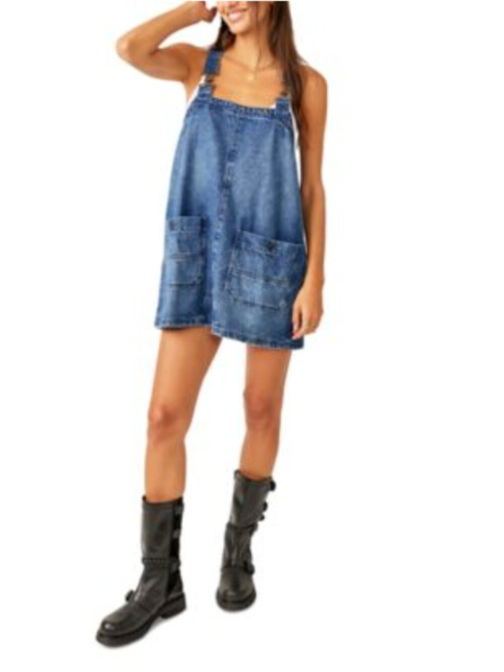 Free People Overall Smock Top / Dress in Classic Blue, Size S Like New